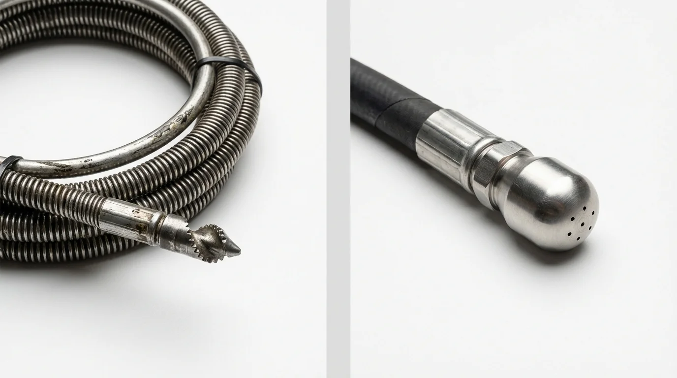 Drain snake cable and hydro jetting nozzle used for drain cleaning in Poestenkill, NY