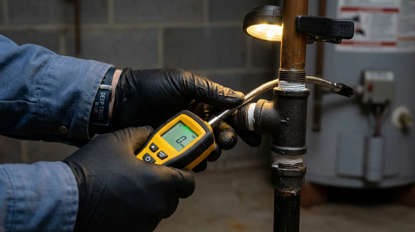 Gas leak detection with electronic sniffer by Johns Plumbing LLC in Poestenkill